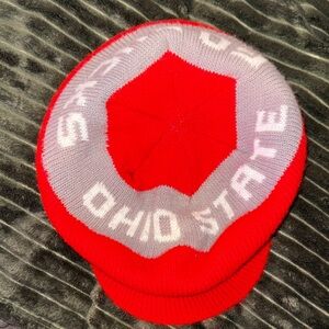 Vintage Ohio State Red and Gray Knit Beanie (Tam O'Shanter Hat Cap USA)